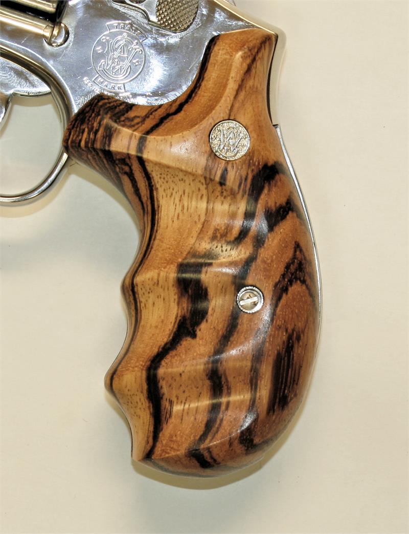 Smith Wesson K L Frame Smooth Zebra Wood Combat Grips Round Butt
