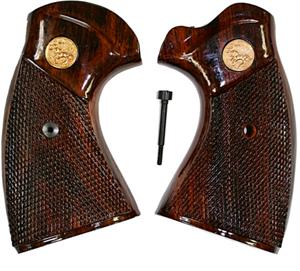 Colt V Frame MKV Walnut Checkered Target Grips With Medallions RCG17