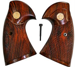 Colt Python I Frame Grips, Checkered Rosewood, With Medallions, Target Styl RCG18KC